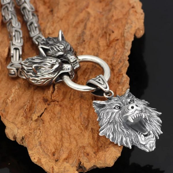 King Viking Wolf Necklace Stainless Steel Wolf Viking Series